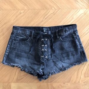 Black Lace-Up Denim Forever 21 Shorts, Size 29